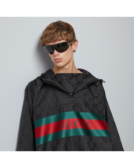 Gucci Black GG Nylon Jacquard Coat for men