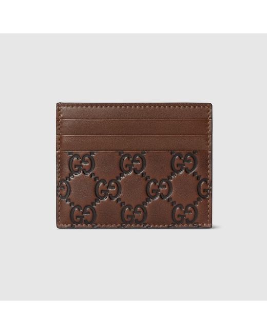 Gucci Brown Gg Emblem Card Case, Leather for men