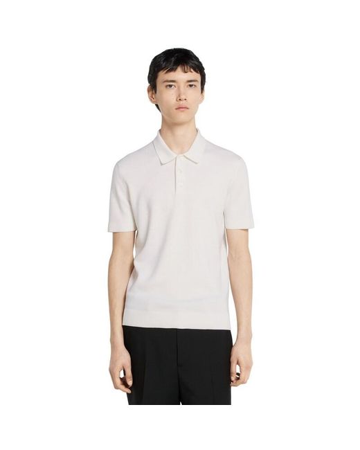Gucci White Knit Wool Polo Shirt With Web for men