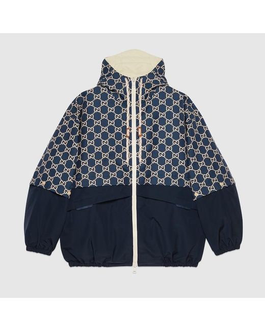 Gucci Blue GG Ripstop Fabric Zip Jacket for men