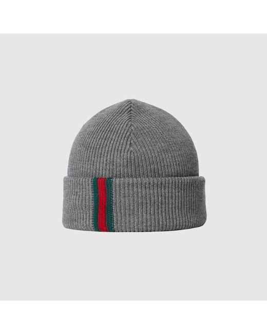 Gucci Mütze Aus Wolle Mit Web, Größe in Gray für Herren