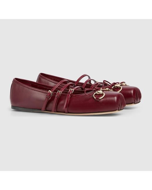 Gucci Red Horsebit Damenballerina, Grösse