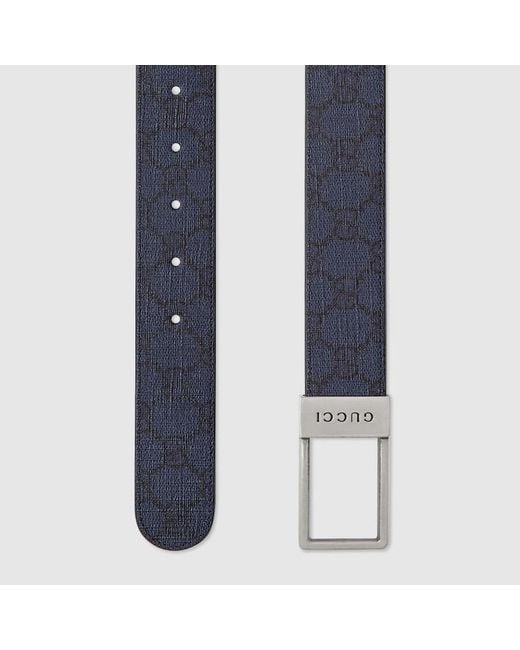 Cintura GG Con Fibbia Rettangolare di Gucci in Blue da Uomo