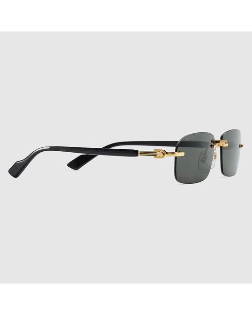 Gucci Gray Rectangular Frame Sunglasses for men