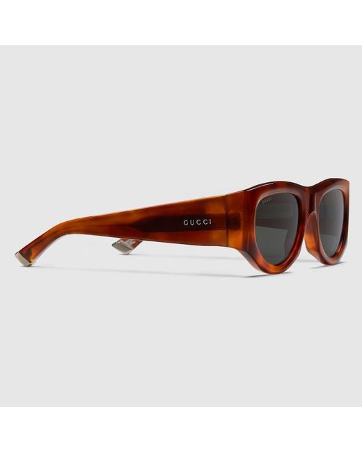 Gucci Brown Rectangular-Frame Sunglasses