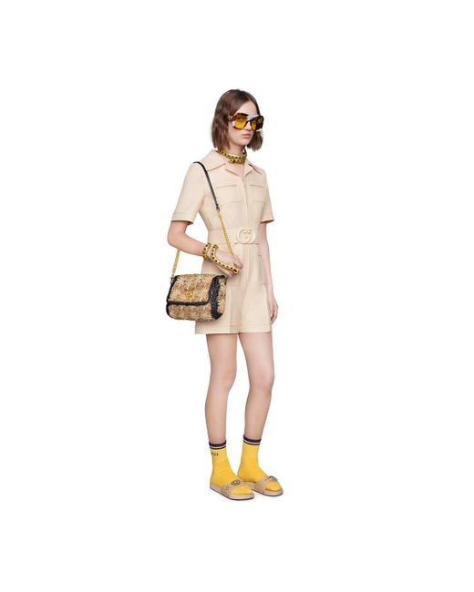 gucci wool silk belted jumpsuit