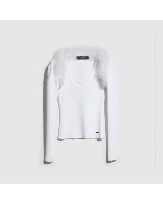 Gucci White Rib Viscose Tank Top With Cardigan, Size Xxl, Ready-To-Wear