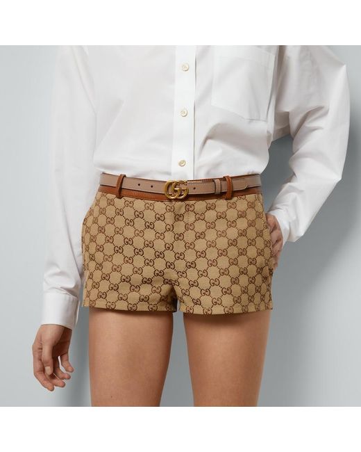 Gucci Multicolor Gg Marmont Reversible Thin Belt, Size 100