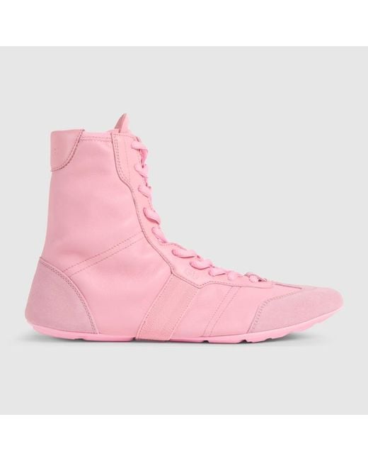 Gucci Pink Flex High-Top Sneaker, Suede