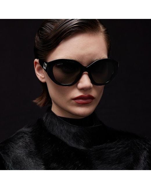 Gucci Brown Geometric-Frame Sunglasses