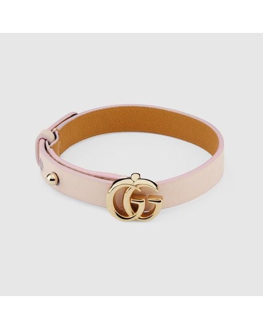 Gucci Metallic Leather Bracelet With Double G