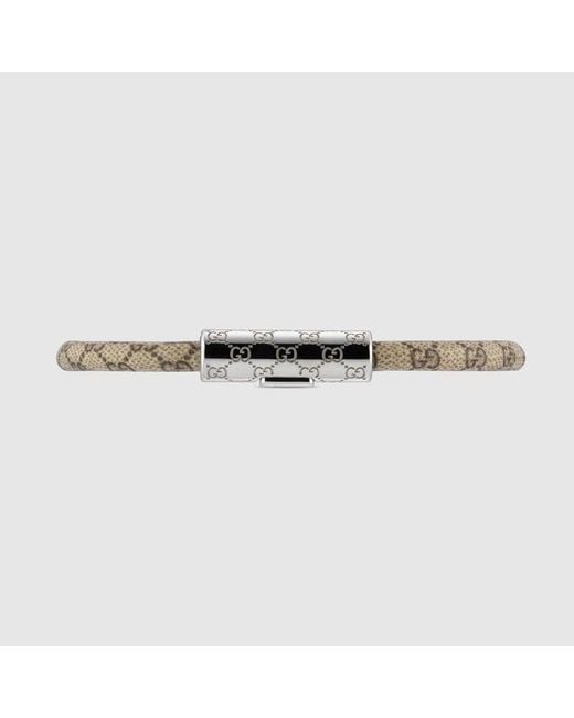 Gucci Metallic Bracelet With Gg Detail Leather
