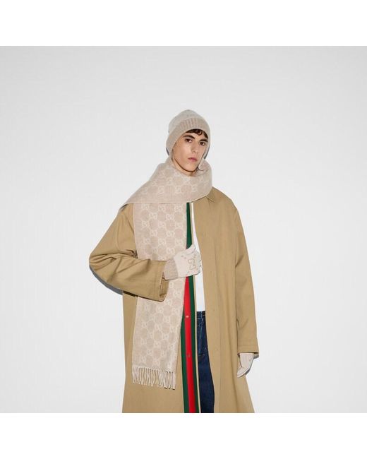 Gucci Natural Gg Cashmere Jacquard Hat