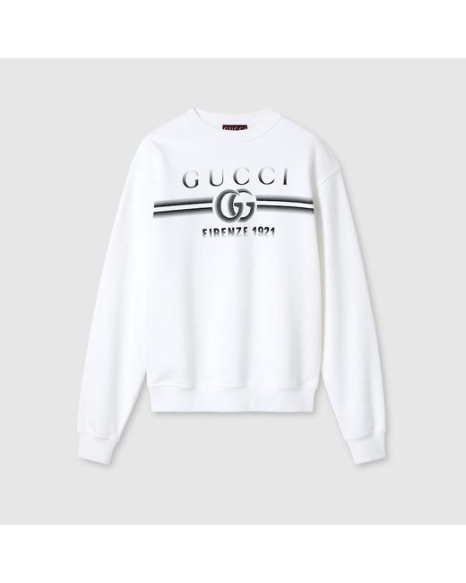 Gucci White Cotton Jersey Sweatshirt for men