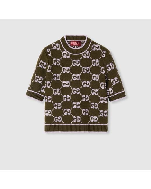 Gucci Multicolor Gg Wool Bouclé Jacquard Top