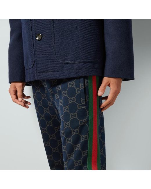 Pantalón de Chándal de Punto de Algodón con GG Gucci de hombre de color Blue