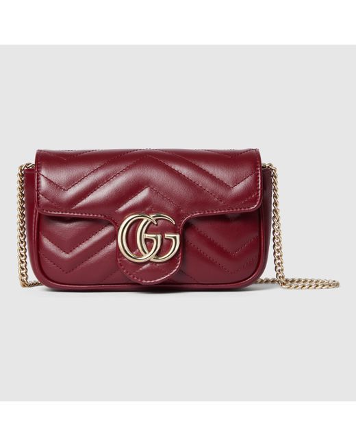 Gucci 〔GGマーモント〕スーパーミニバッグ, レッド, Leather Red