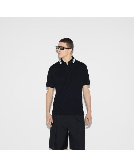 Gucci Black Gg Stretch Cotton Polo for men