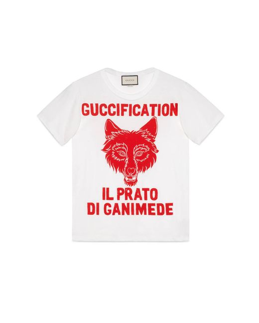 Gucci White "il Prato Di Ganimede Fication" Print T-shirt