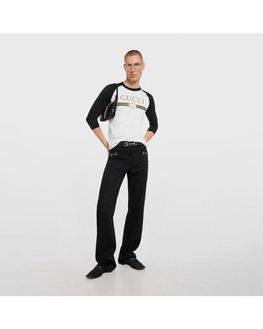 Gucci Black Silk Blend Jersey T-Shirt With Print for men