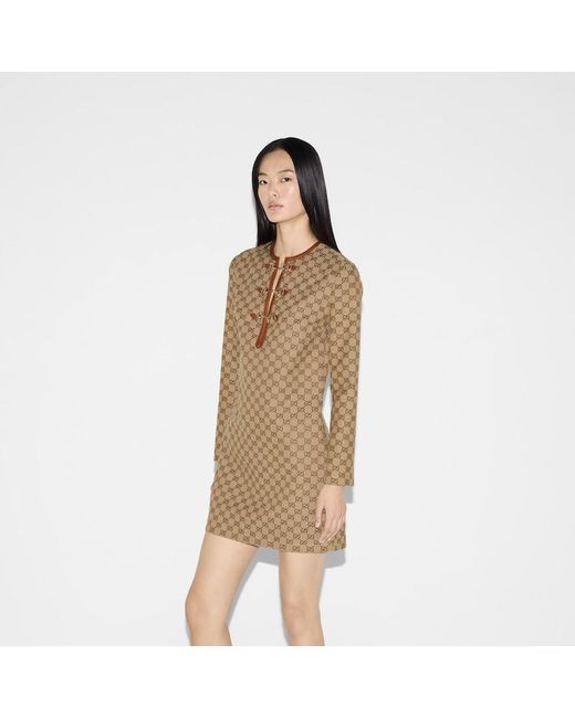 Gucci ホースビット付き Ggキャンバス ドレス, ベージュ, ウェア Natural