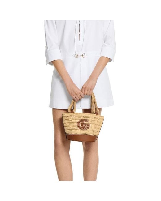 Gucci Metallic Woven Mini Bucket Bag, Fabric
