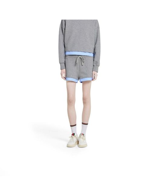 Gucci エンブロイダリー コットンジャージー ショートパンツ, グレー, ウェア Gray