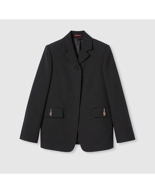 Gucci Black Crêpe Wool Silk Jacket With Tiger