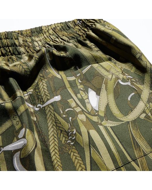 Gucci Green Printed Silk Twill Shorts for men