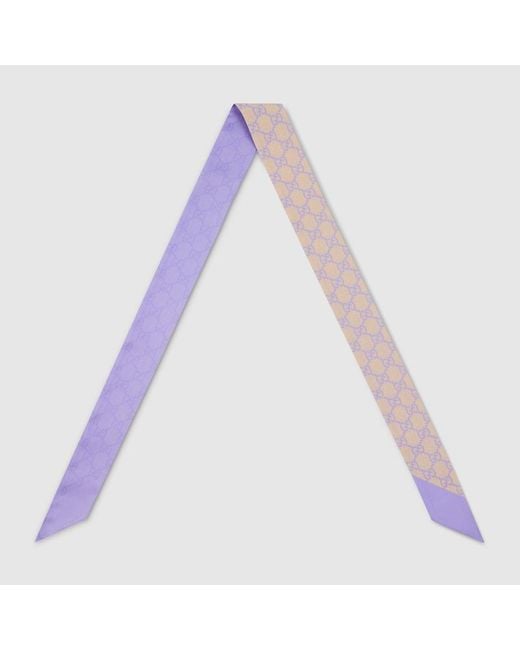 Gucci White Gg Silk Twill Ribbon