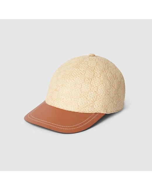 Gucci Natural Baseball Hat With Leather Brim