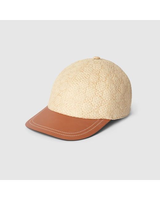 Gucci Raffia Straw Baseball Cap with Leather Brim Gucci Raffia & Leather Baseball Cap - Blue Hats, Accessories  main image 3