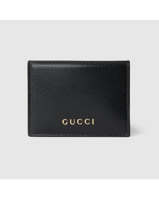 Gucci Black Card Case With Lettering, Leather