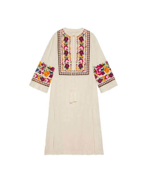 Gucci White Floral Embroidered Kaftan