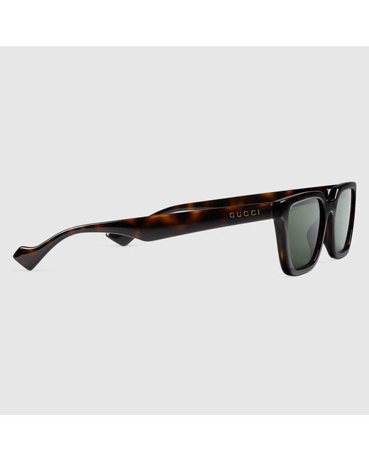 Gucci Green Rectangular-Frame Sunglases for men