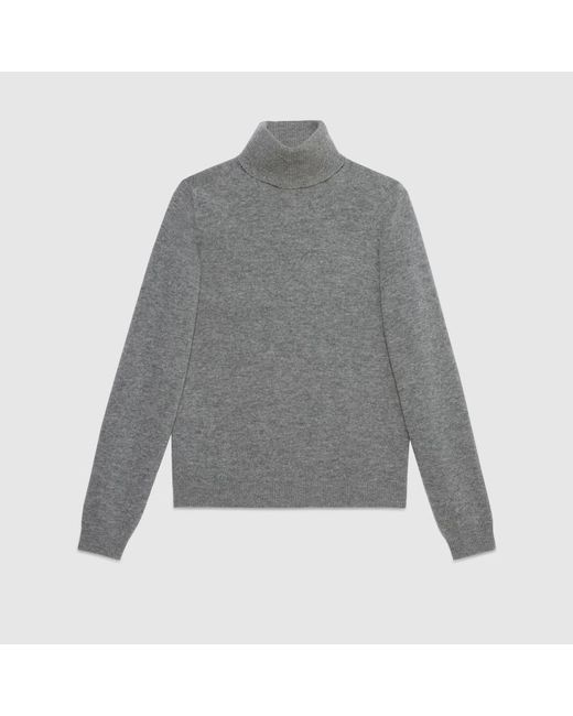 Gucci Gray Wool Jumper With Patch for men
