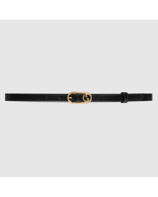 Gucci Thin Belt With Round Interlocking G in Black Lyst