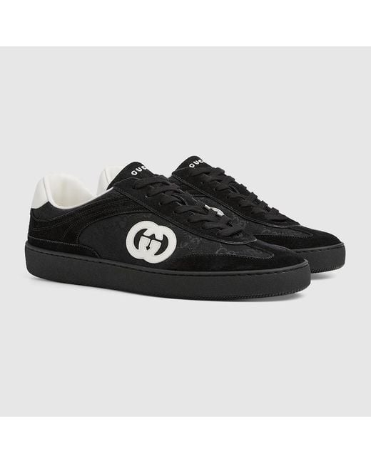 メンズ Gucci G75 メンズ スニーカー, ブラック, Ggキャンバス Black
