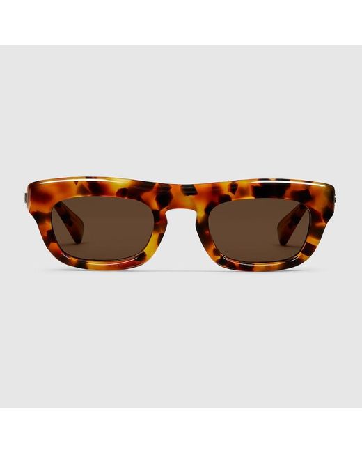 Gucci Brown Rectangular Frame Sunglasses for men