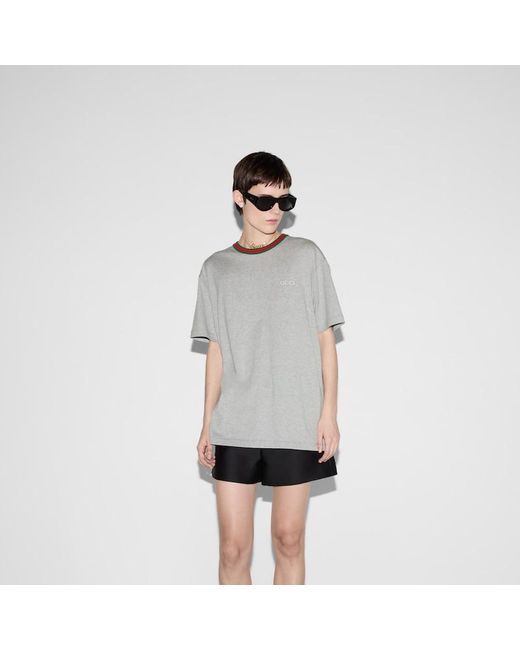 Gucci ウェブストライプ Tシャツ Gray