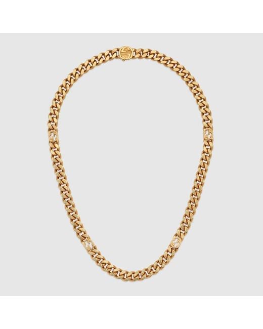 Collier avec détail gg Gucci pour homme en coloris Metallic