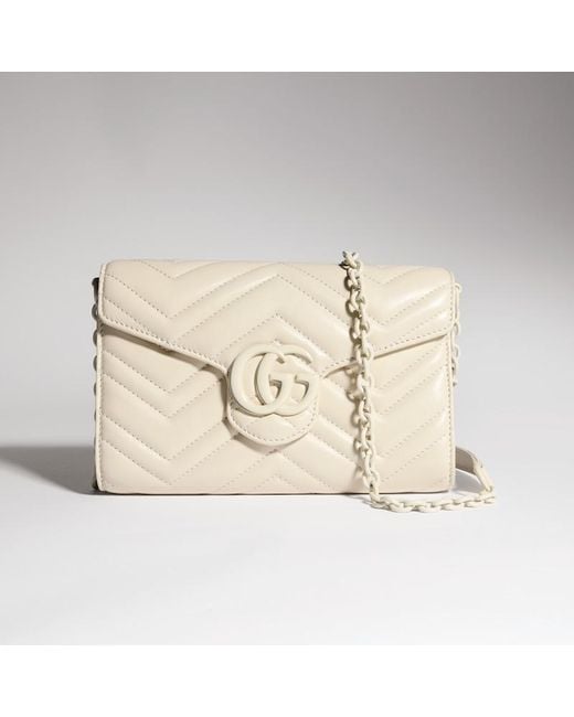 Gucci Natural Gg Marmont Wallet On Chain
