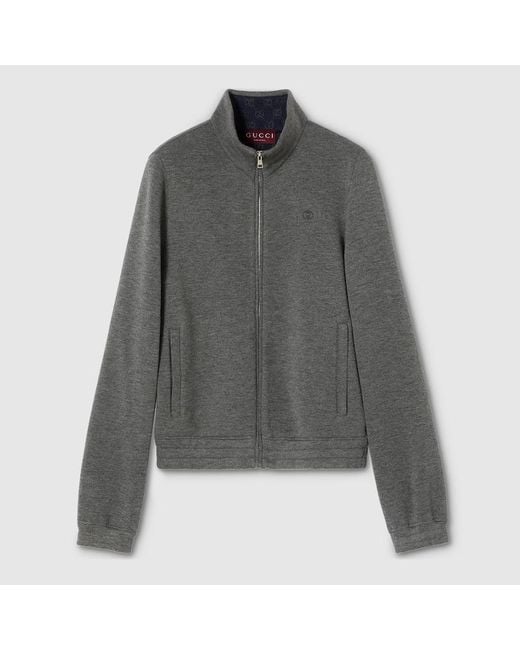 Veste Zippée À Jacquard En Jersey Double, Taille Gucci pour homme en coloris Gray