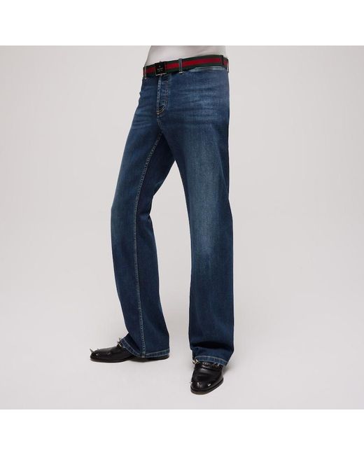 Gucci Blue Stretch Cotton Denim Pants for men