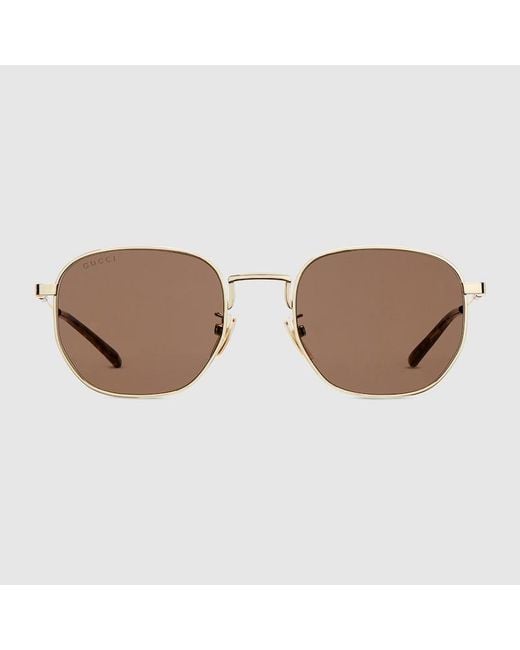 Gucci Brown Round Frame Sunglasses for men