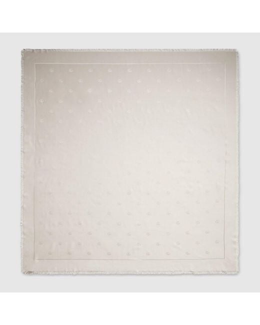 Gucci Natural Double G Silk Wool Shawl, Wool