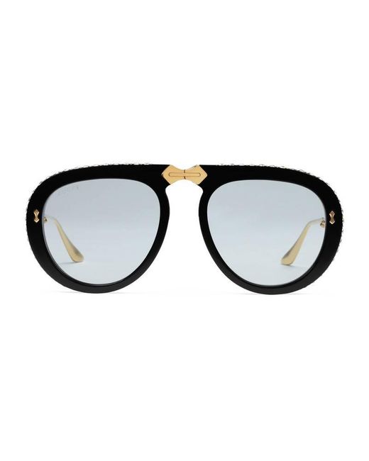 Gucci Black Aviator Foldable Acetate Sunglasses