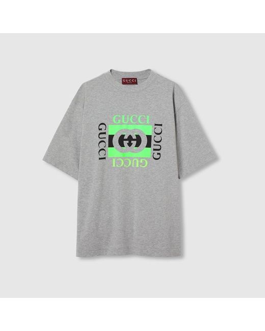 Gucci Gray Cotton Jersey T-shirt With Print for men