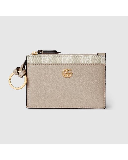 Gucci Natural Bi-Color Gg Marmont Zip Key Pouch, Leather