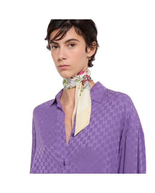 Gucci Yellow Printed Silk Twill Ribbon